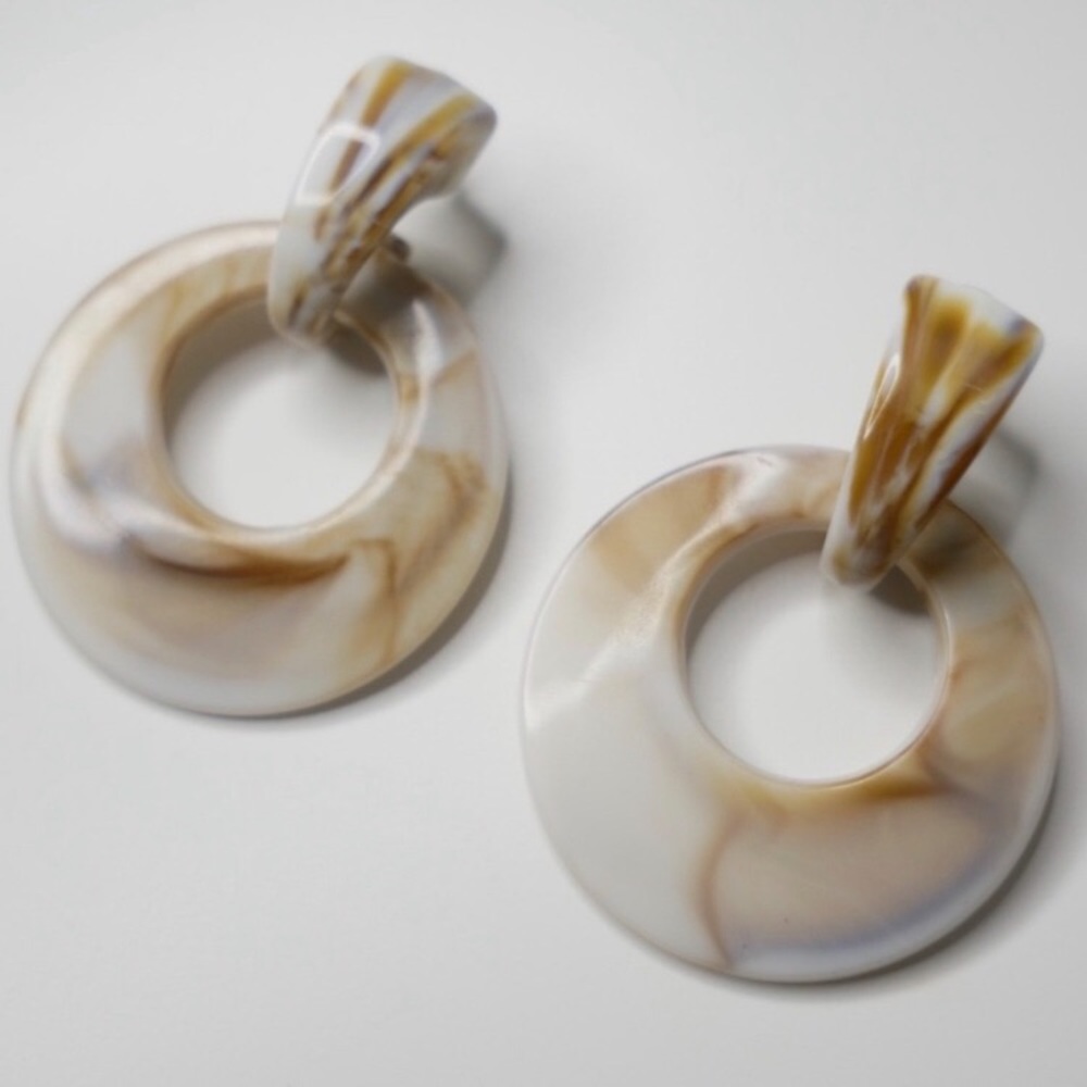 Tan Marble Print Earrings